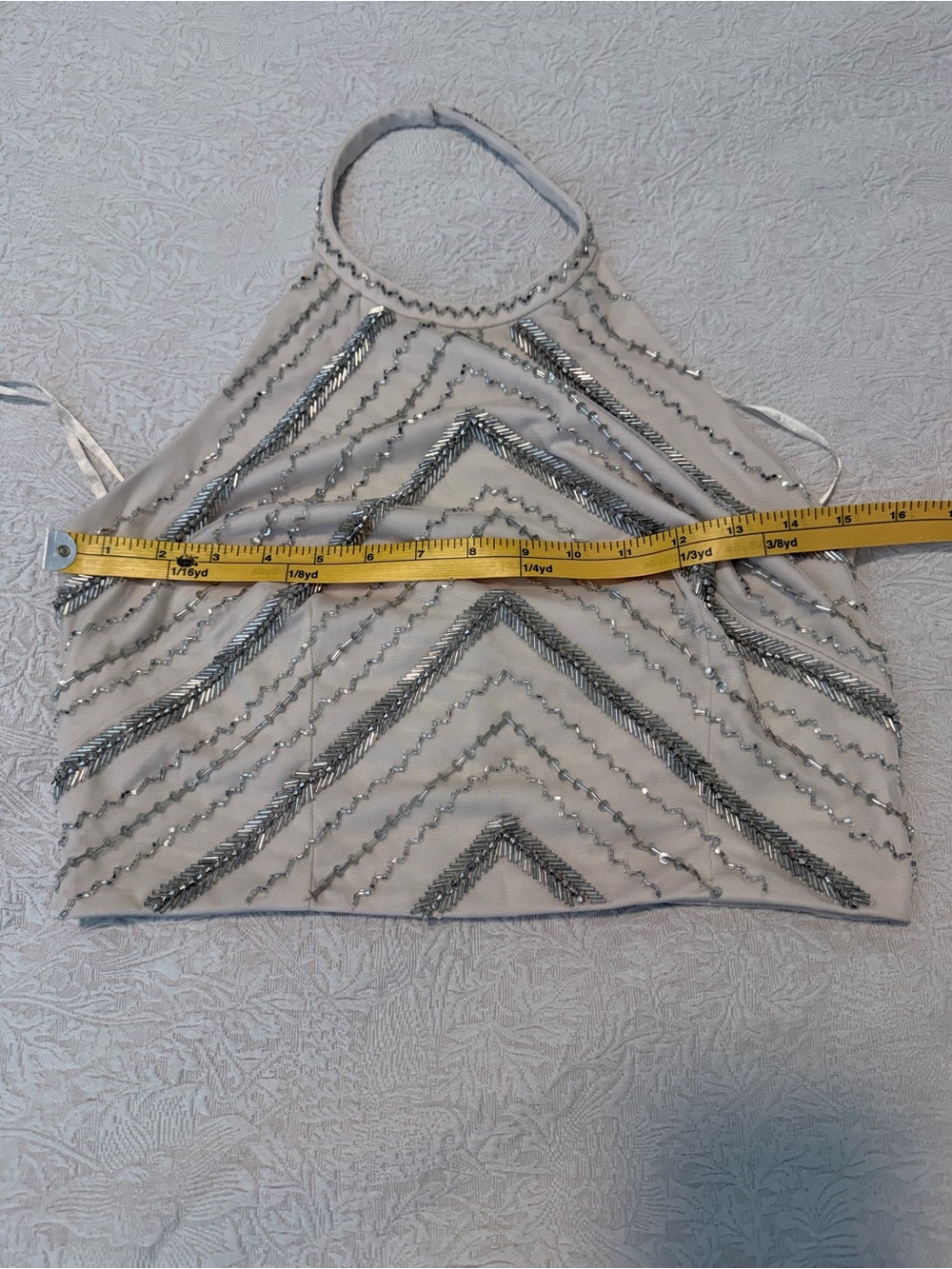 Aidan by Aidan Mattox Cream Chevron Halter Crop Top - Picture 9 of 11